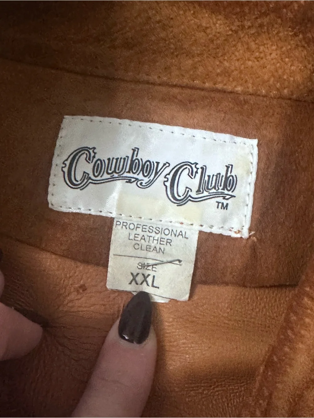 Vintage Cowboy Club brown leather fringe with western boho hippie jacket XXL